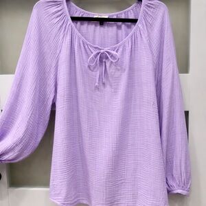 Universal Thread Lilac Blouse with Tie-Front